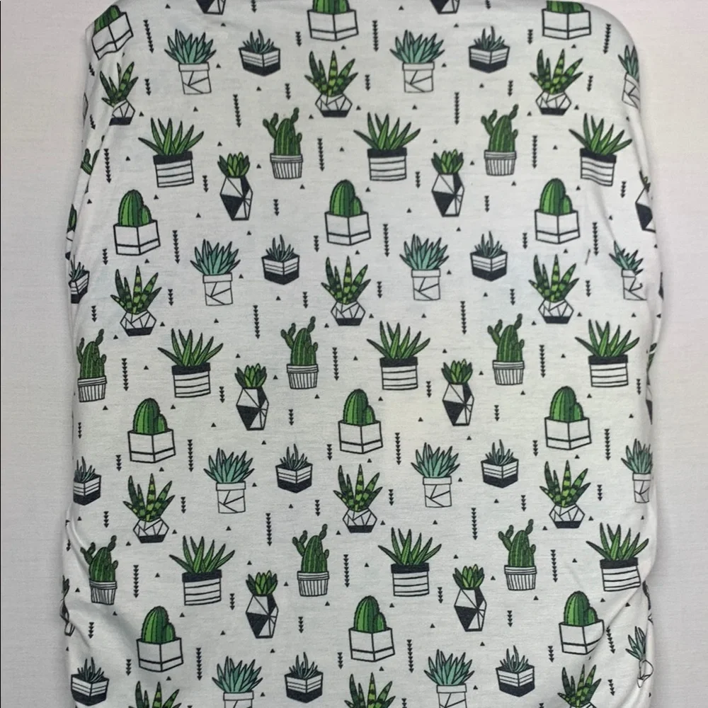 Copper Pearl Green and White Succulent Print Bassinet Sheet Bedding